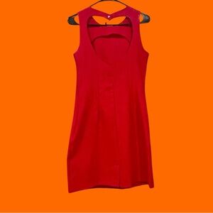 Darling back heart detail, red sleeveless dress~